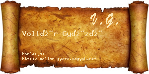 Vollár Győző névjegykártya